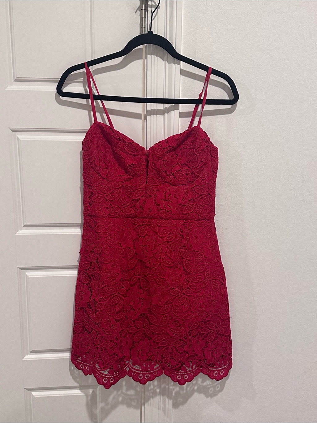 Karina Grimaldi Red Lace Mini Dress